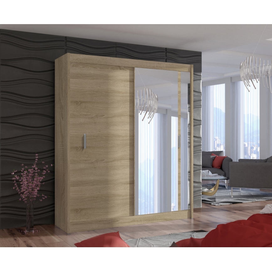Kleiderschrank mit Spiegel SABRINA 180x215 cm Sonoma-Eiche