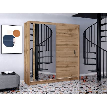 Kleiderschrank mit Spiegel SABRINA 203x215 cm Wotan-Eiche