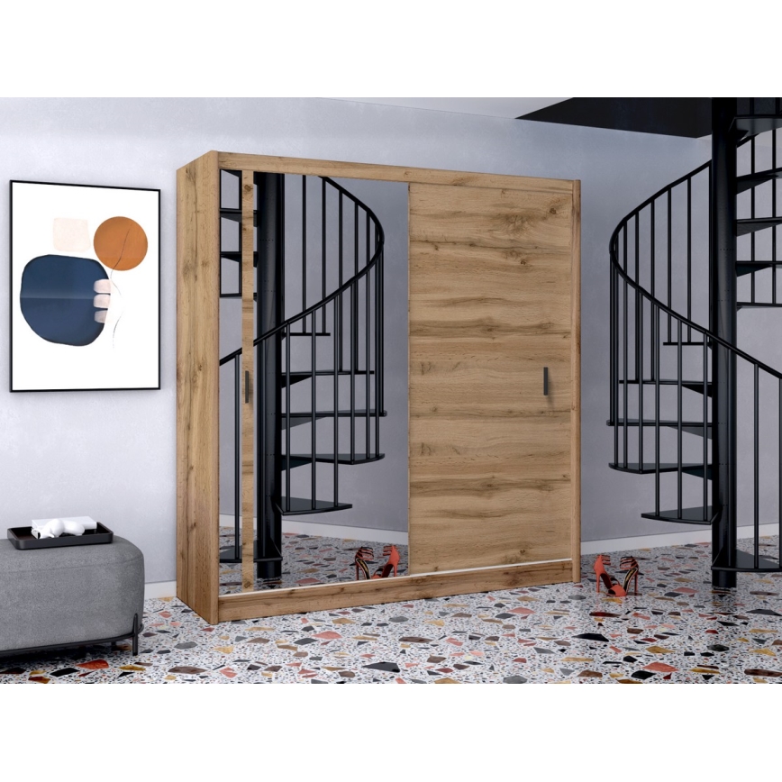 Kleiderschrank mit Spiegel SABRINA 203x215 cm Wotan-Eiche