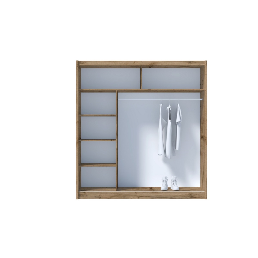 Kleiderschrank mit Spiegel SABRINA 203x215 cm Wotan-Eiche