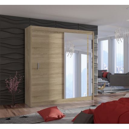Kleiderschrank mit Spiegel SABRINA 203x215 cm Sonoma-Eiche