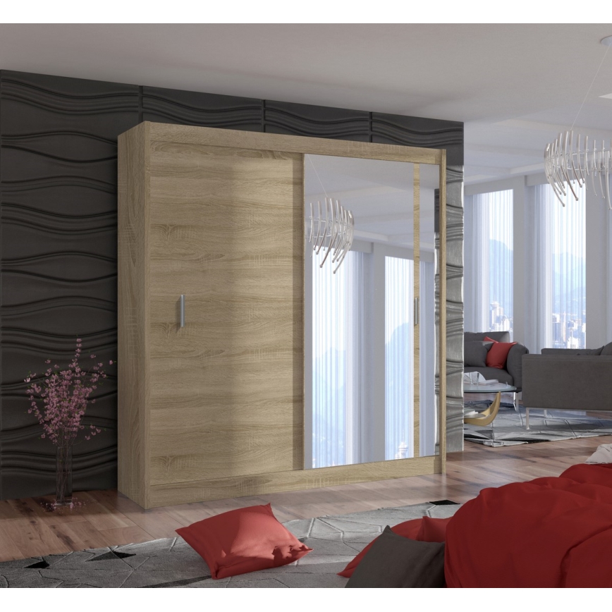 Kleiderschrank mit Spiegel SABRINA 203x215 cm Sonoma-Eiche