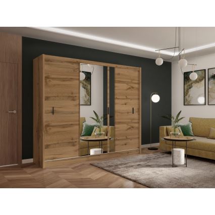 Kleiderschrank mit Spiegel SABRINA 250x215 cm Wotan-Eiche
