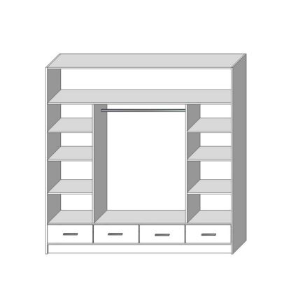 Kleiderschrank mit Spiegel SANNA 200x215 cm Sonoma-Eiche