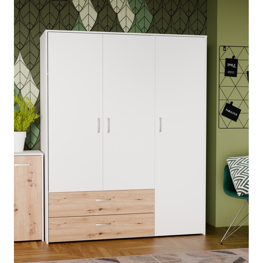 Kleiderschrank URO 152x190 cm Artisan-Eiche/Weiß