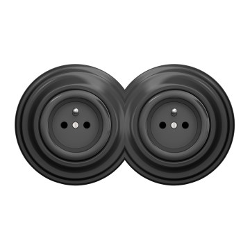 Kliklap - Doppelsteckdose im Retro-Design mit Rahmen 230V Anthrazit