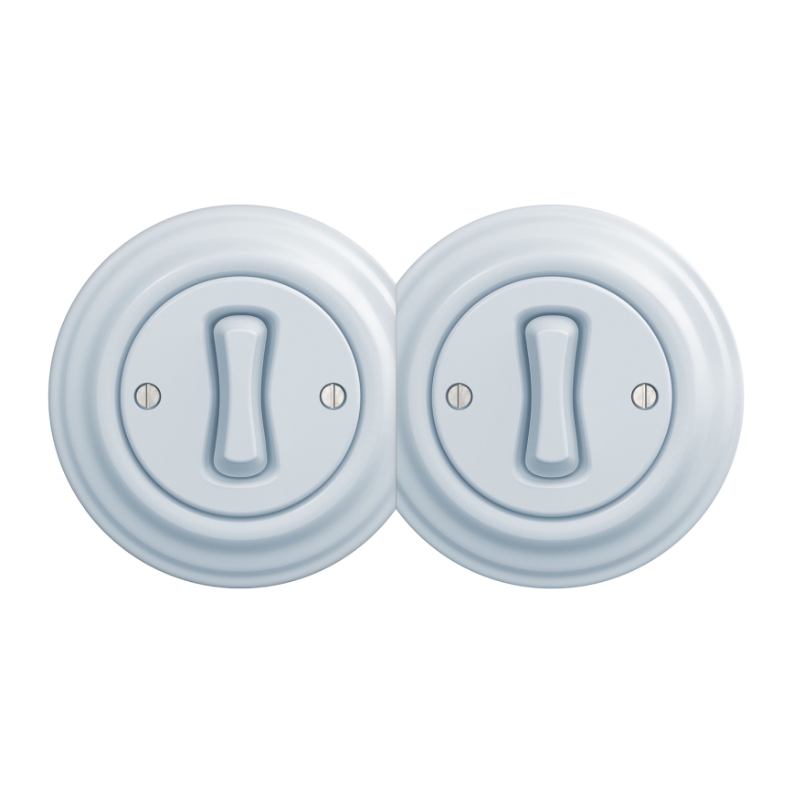 Kliklap - Doppelter Retro-Einpolschalter mit Rahmen Nr. 1, blau