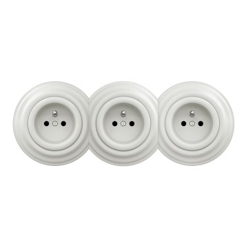Kliklap - Dreifach-Retro-Steckdose für den Wohnbereich mit Rahmen 230V weiß
