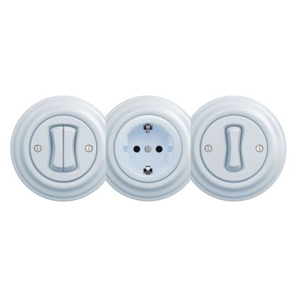 Kliklap - Rahmenlose Retro-SCHUKO-Haushaltssteckdose 230V/16A blau