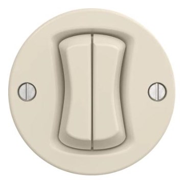 Kliklap - Retro Doppel-Tastschalter ohne Rahmen, Beige