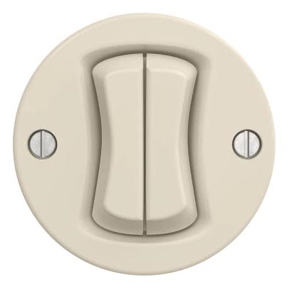 Kliklap - Retro Doppel-Wechselschalter für Treppenhaus, rahmenlos, Nr. 6+6, Beige