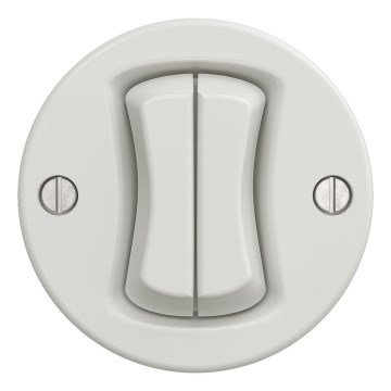 Kliklap - Retro Doppel-Wechselschalter ohne Rahmen Nr. 6+6 Weiß