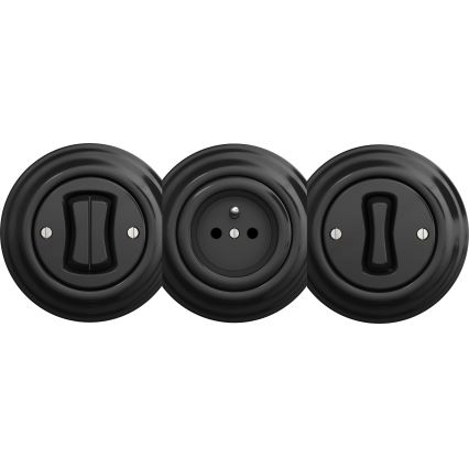 Kliklap - Retro Doppeltaster, rahmenlos, schwarz