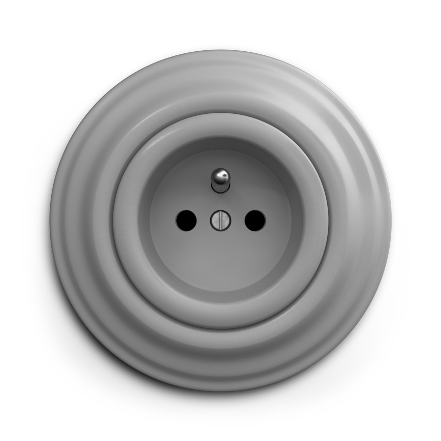 Kliklap - Retro-Haushaltssteckdose mit Rahmen 230V grau