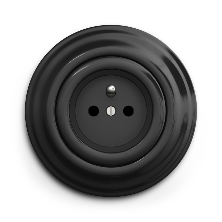 Kliklap - Retro-Haushaltssteckdose mit Rahmen 230V schwarz