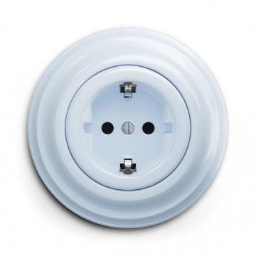 Kliklap - Retro-Schuko-Steckdose mit Rahmen, 230 V/16 A, blau