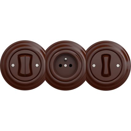 Kliklap - Retro-Steckdose für den Wohnbereich, rahmenlos, 230 V, braun