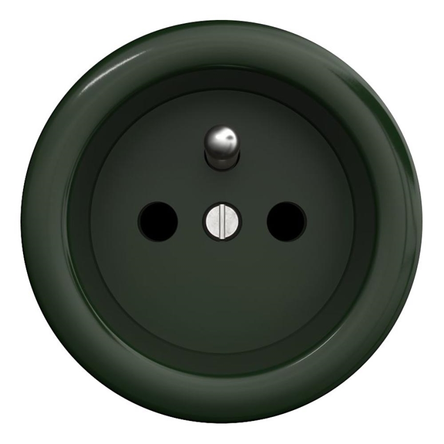 Kliklap - Retro-Steckdose für Zuhause, rahmenlos, 230 V, grün
