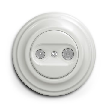 Kliklap Retro TV+R-Enddose mit Rahmen, weiß