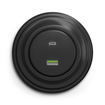 Kliklap - Retro-USB-Steckdose A+C mit Rahmen in Anthrazit