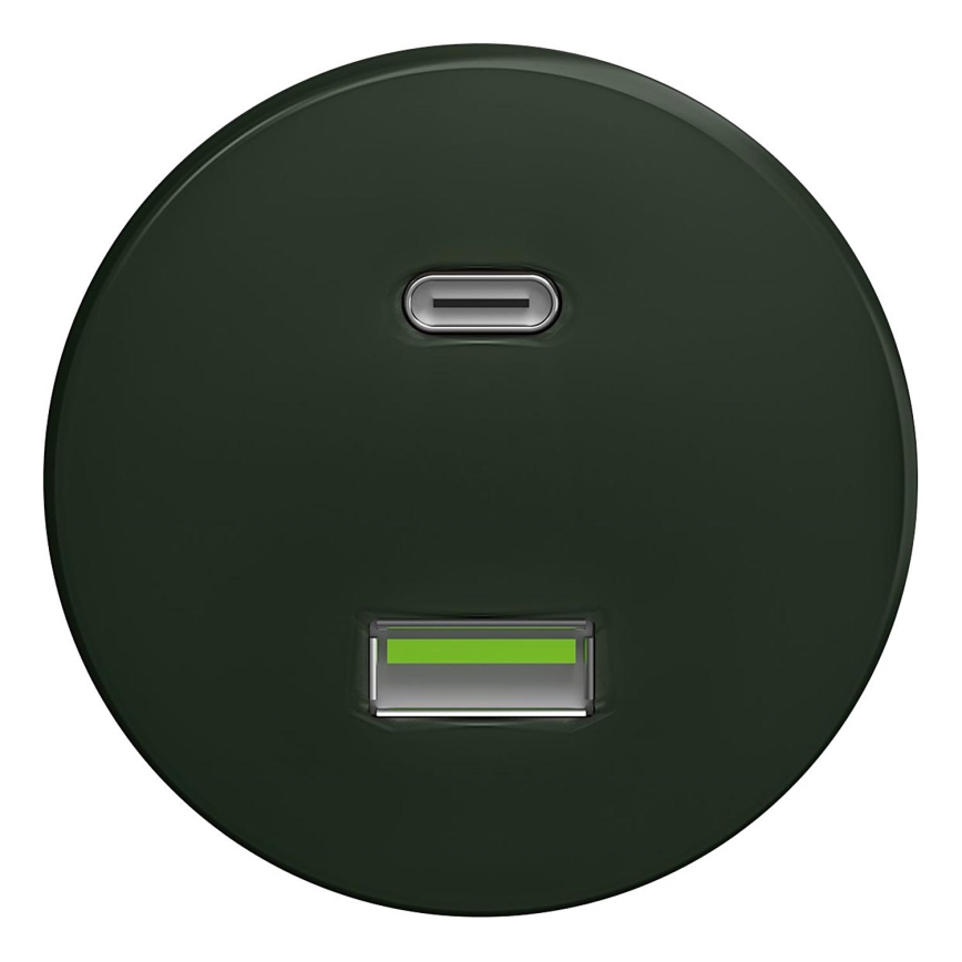 Kliklap - Retro USB-Steckdose A+C ohne Rahmen grün