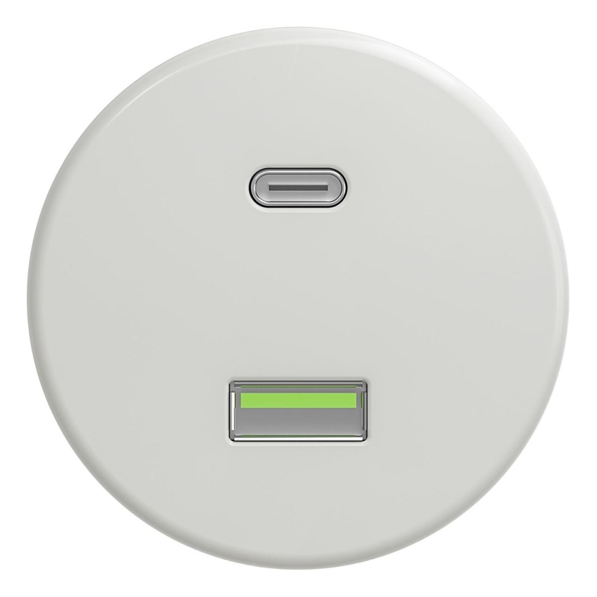 Kliklap - Retro USB-Steckdose A+C ohne Rahmen weiß