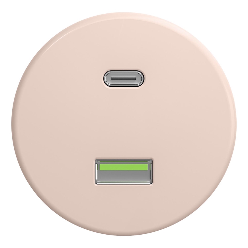 Kliklap - Retro-USB-Steckdose A+C rahmenlos, altrosa