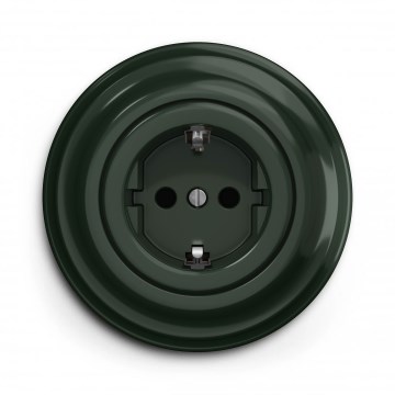 Kliklap - Retro-Wandsteckdose mit SCHUKO-Rahmen 230 V/16 A, grün