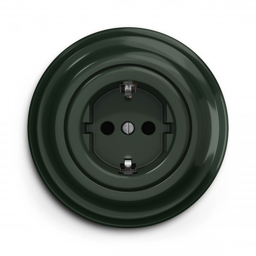 Kliklap - Retro-Wandsteckdose mit SCHUKO-Rahmen 230 V/16 A, grün