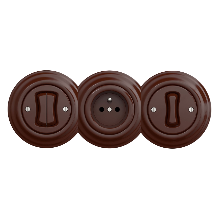 Kliklap - Retro-Wandsteckdose, rahmenlos, SCHUKO 230V/16A, braun