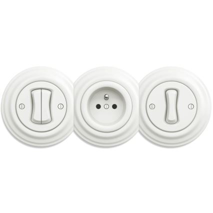 Kliklap - Vintage-Haushaltssteckdose ohne Rahmen SCHUKO 230V/16A weiß