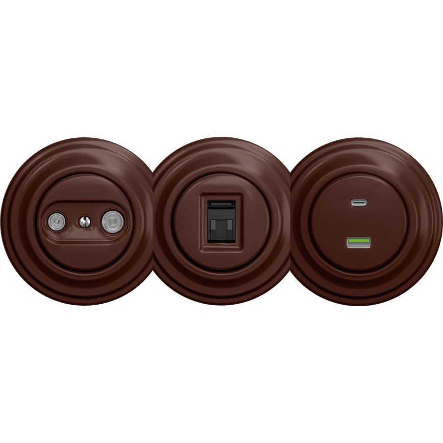Kliklap - Vintage-USB-Dose A+C ohne Rahmen braun