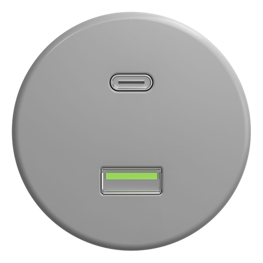 Kliklap - Vintage-USB-Dose A+C ohne Rahmen grau