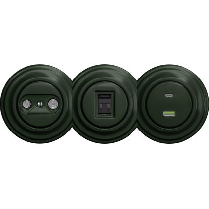 Kliklap - Vintage-USB-Dose A+C ohne Rahmen grün