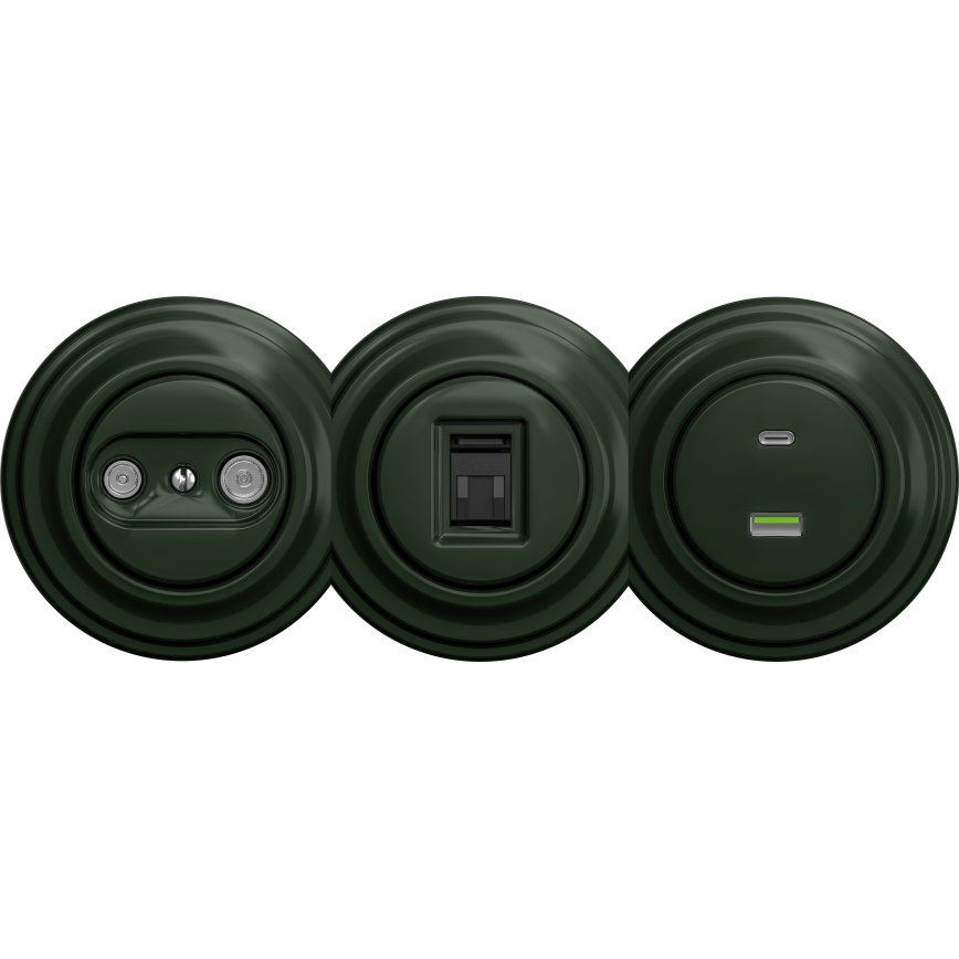 Kliklap - Vintage-USB-Dose A+C ohne Rahmen grün