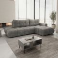 Komfortables ausziehbares gepolstertes Ecksofa ALMADA in L‑Form mit Stauraum, rechts, grau