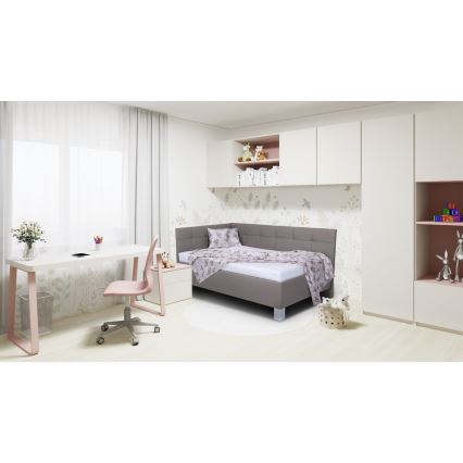 Komfortables, gepolstertes Bett MARIA PETITE 120x200 cm mit Matratze und großzügigem Stauraum, taupe