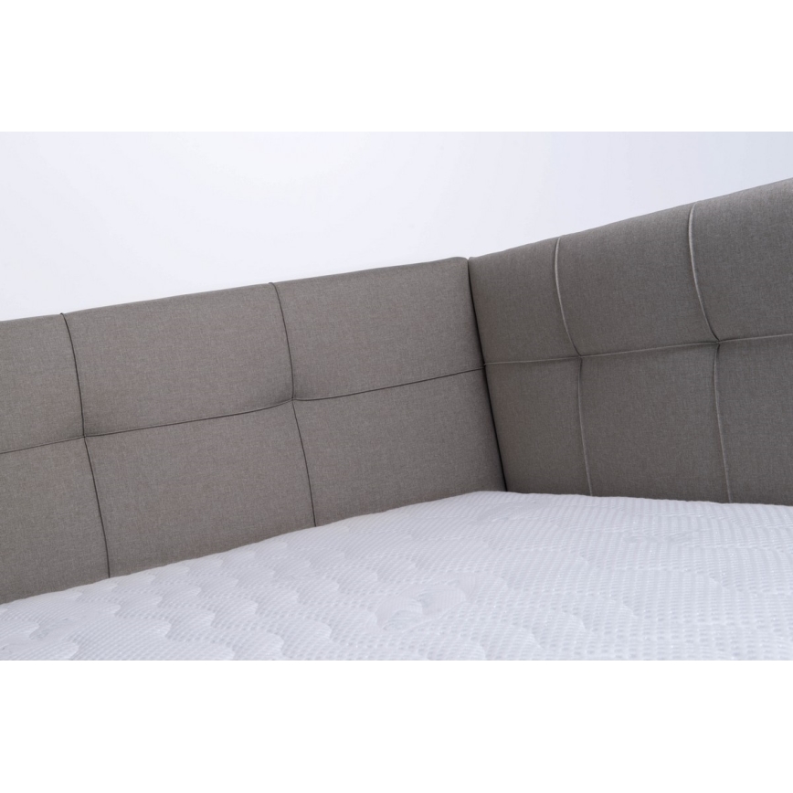 Komfortables, gepolstertes Bett MARIA PETITE 120x200 cm mit Matratze und großzügigem Stauraum, taupe