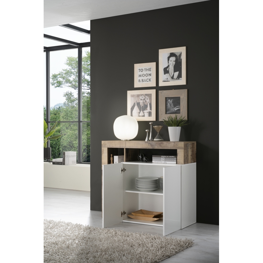 Kommode LENOR weiß/braun