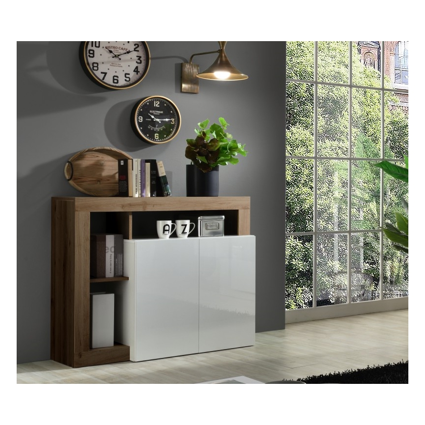 Kommode LENOR, Weiß/Eiche