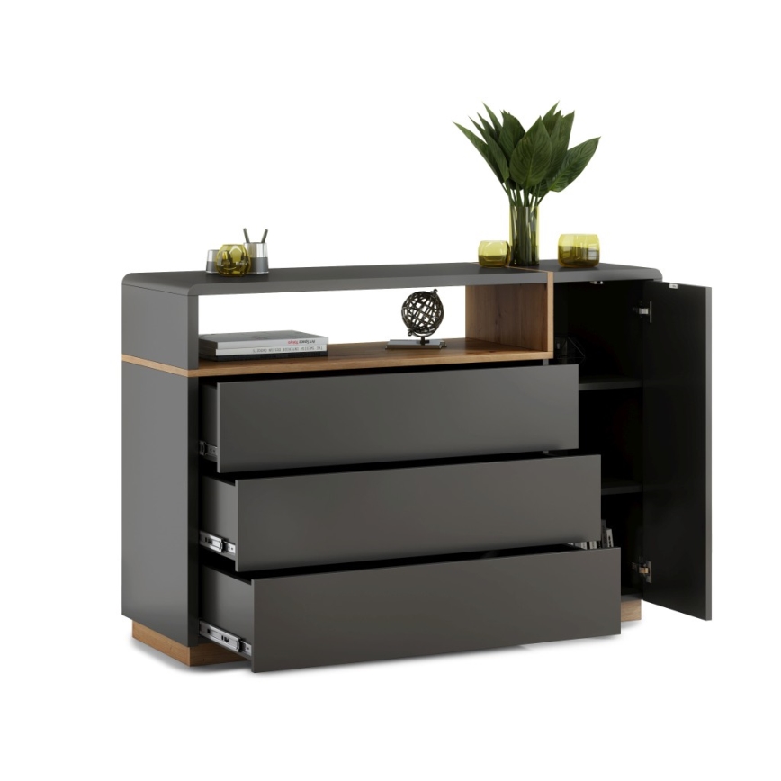 Kommode mit Schubladen FRED anthrazit/Eiche Artisan
