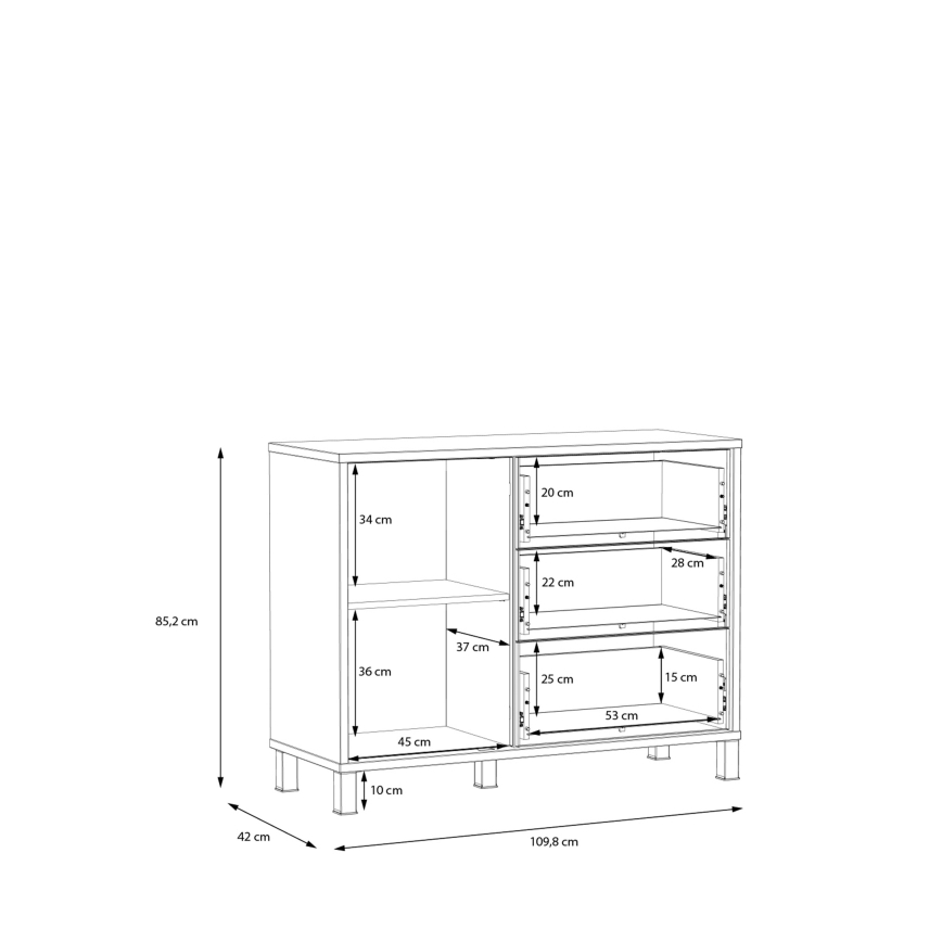 Kommode mit Schubladen OREN braun/schwarz