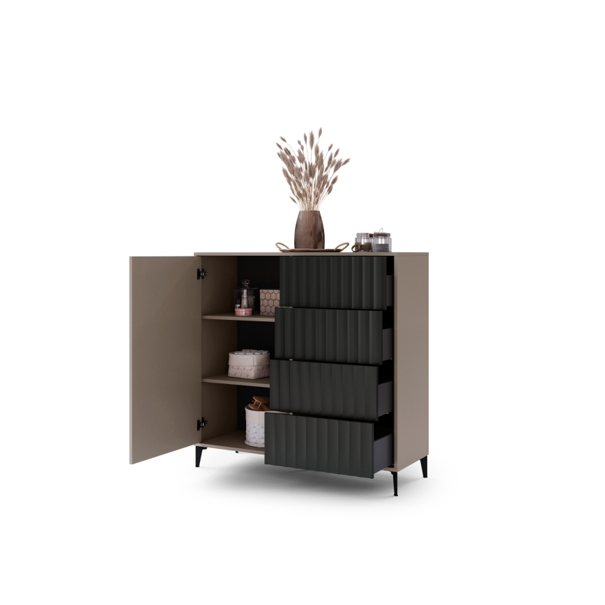 Kommode mit Schubladen RONJA taupe/schwarz