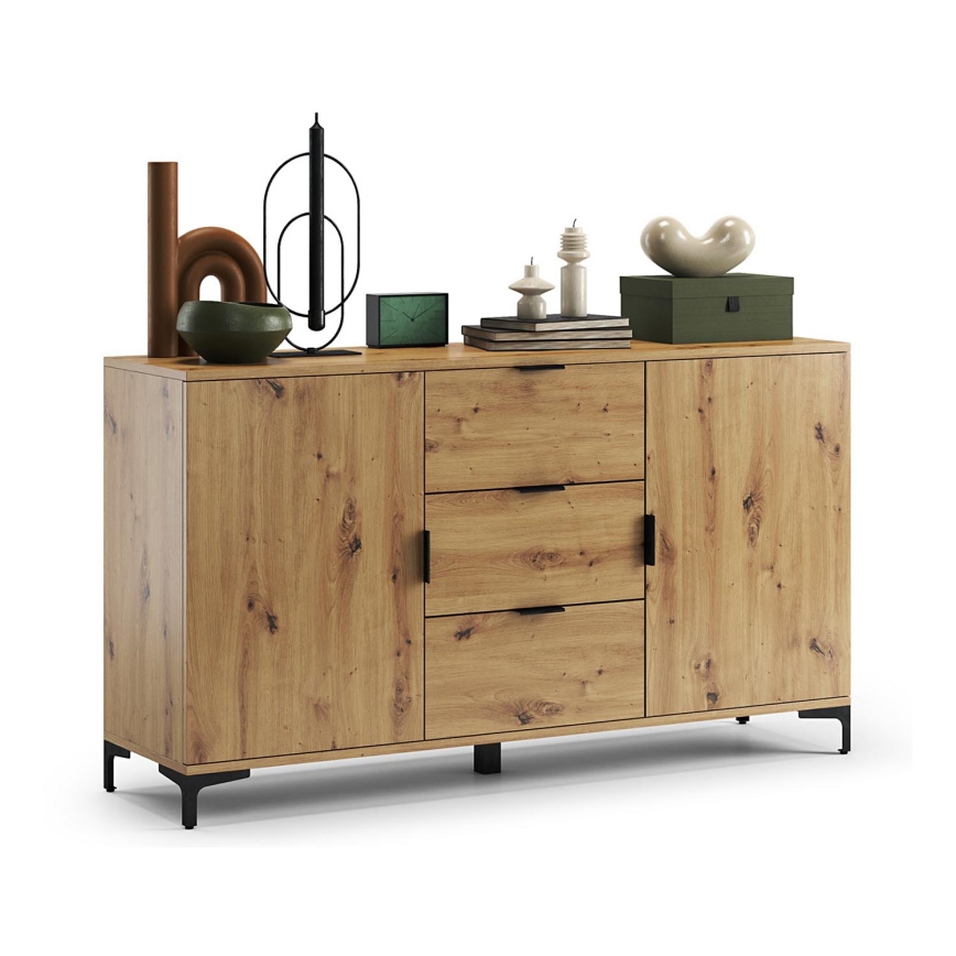 Kommode mit Schubladen und kleiner Tür LORA Eiche Artisan