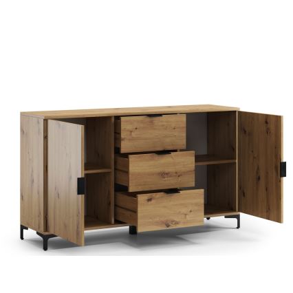 Kommode mit Schubladen und kleiner Tür LORA Eiche Artisan