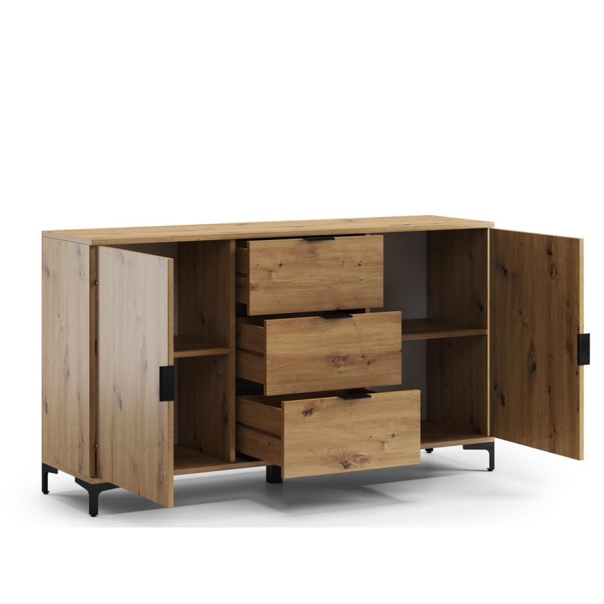 Kommode mit Schubladen und kleiner Tür LORA Eiche Artisan