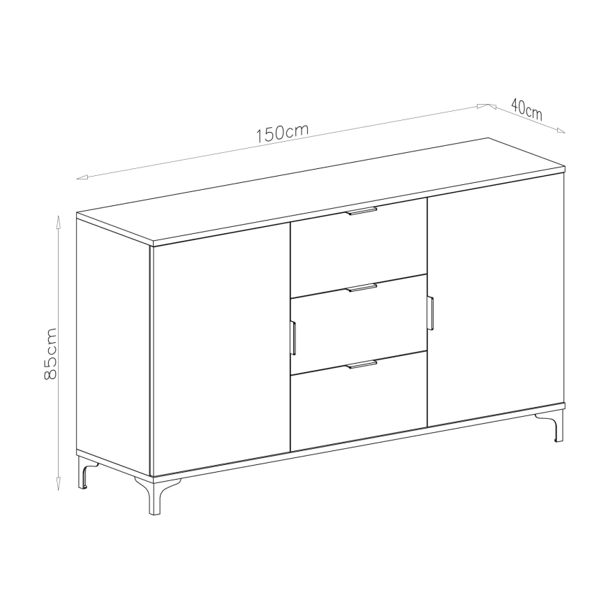 Kommode mit Schubladen und kleiner Tür LORA Eiche Artisan