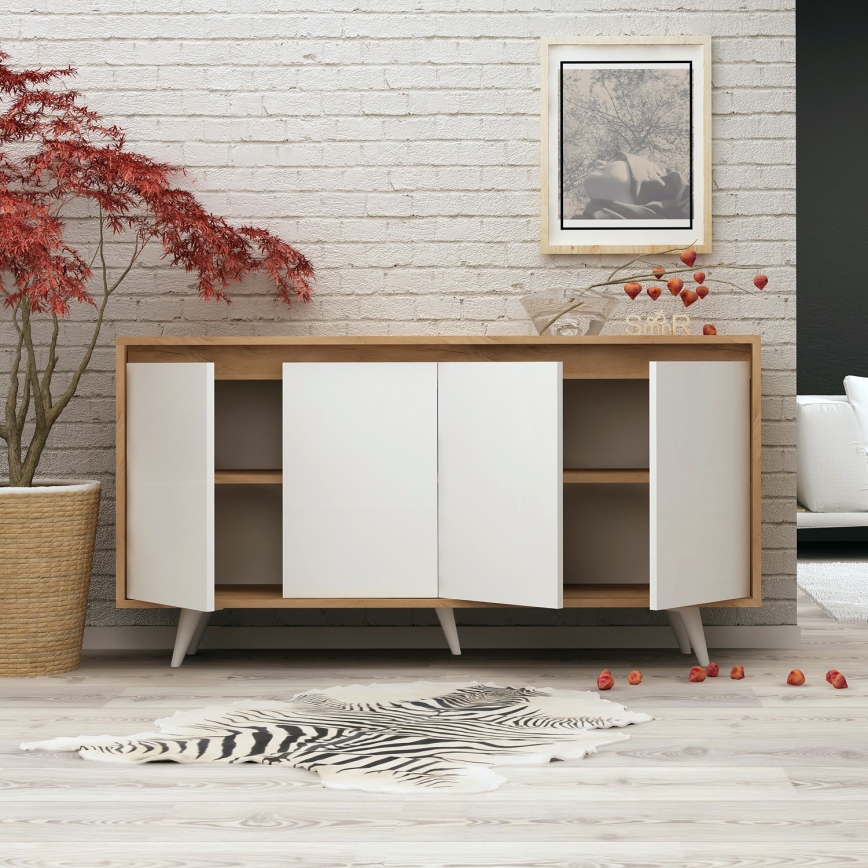 Kommode SHANS 86x140 cm braun/weiß