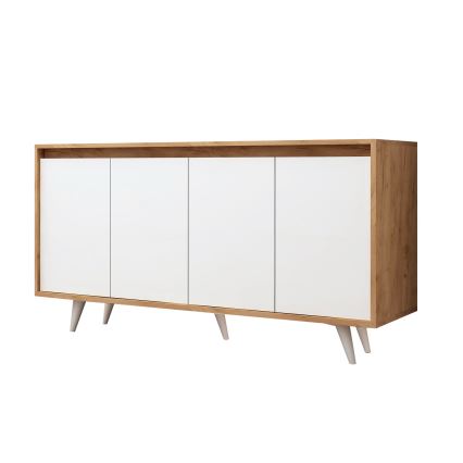 Kommode SHANS 86x140 cm braun/weiß