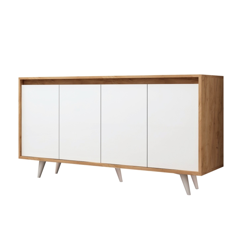 Kommode SHANS 86x140 cm braun/weiß